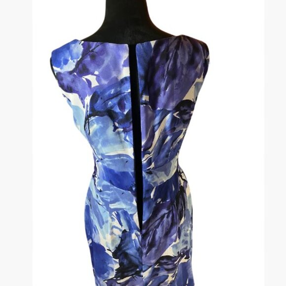 Connected Apparel Blue Floral Print Sleeveless Sheath Casual Dress  Size 6  EUC - Picture 6 of 10